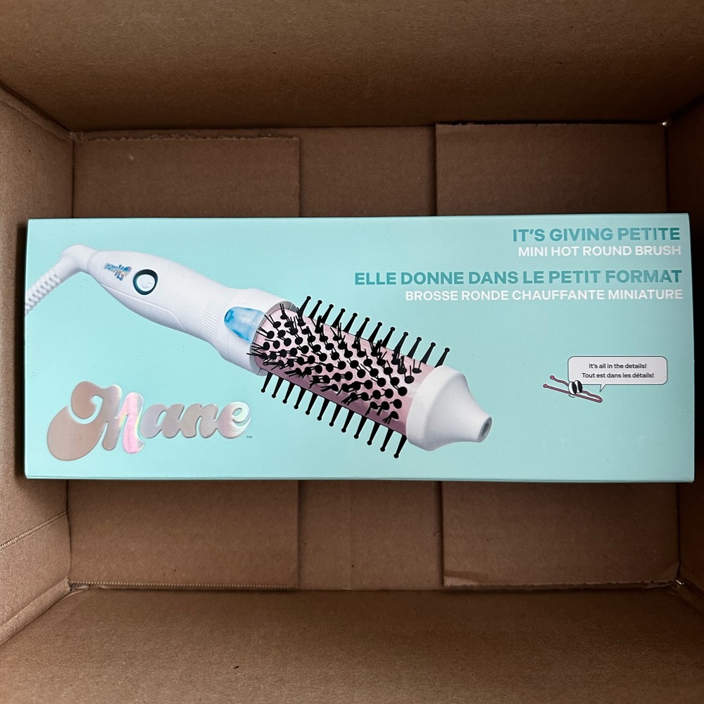 Mane White and Pink Mini Hot Round Brush